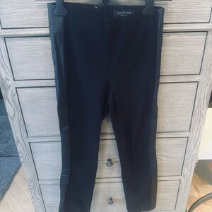 rag & bone women’s black slim pants with faux leather side stripes. Size 6.